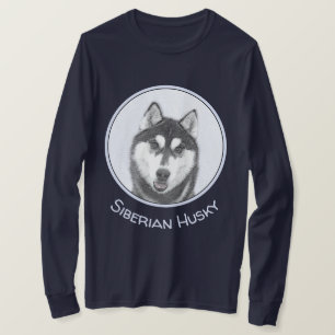 Hund för färgning av siberian husky (svart och vit t shirt