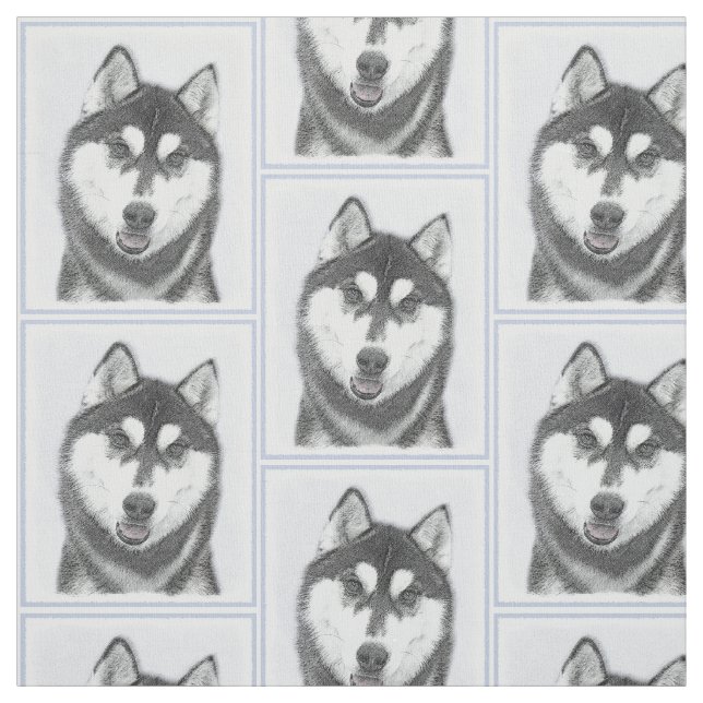 Hund för färgning av Siberian husky (svart och vit Tyg (Provkarta)