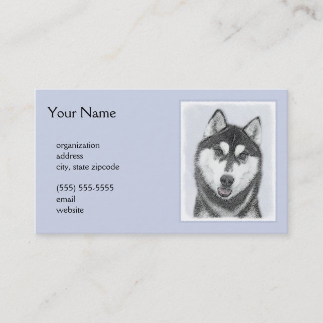 Hund för färgning av siberian husky (svart och vit visitkort (Framsida)
