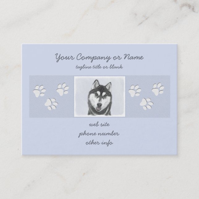 Hund för färgning av siberian husky (svart och vit visitkort (Framsida)