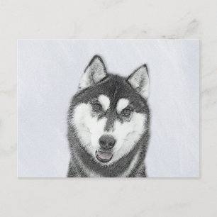 Hund för färgning av siberian husky (svart och vit vykort