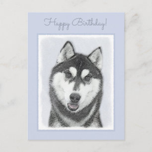 Hund för färgning av siberian husky (svart och vit vykort
