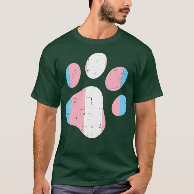 Hund för Flagga för transgenfärgsutskrift av tranc T Shirt (Framsida)