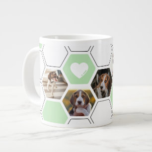 Hund för foto av Cute Geometric Heart Tass Grönt Jumbo Mugg