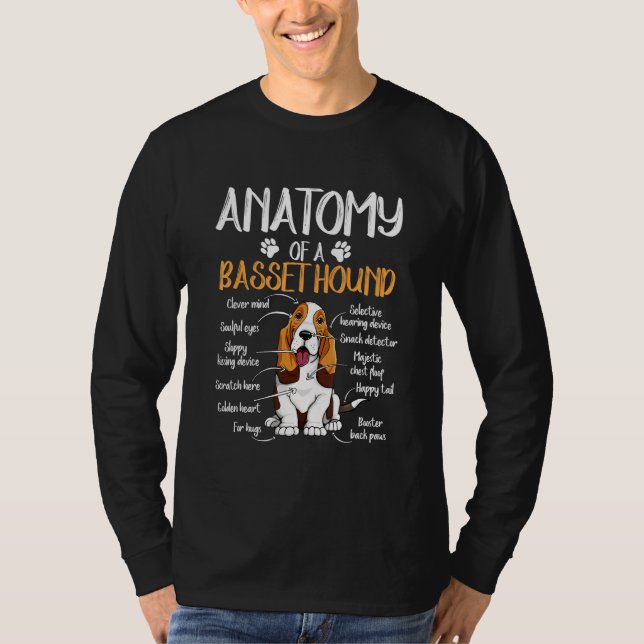 Hund för funny anatomy Basset Hound T Shirt (Framsida)