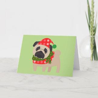 Hund för god julhelgdagmops helgkort