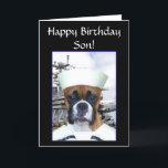 Hund för Grattis på födelsedagen Son Sailor Boxer Kort<br><div class="desc">Hund av hälsningskort för grattis på födelsedagen Son Navy Sailor Boxer</div>