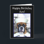 Hund för Grattis på födelsedagen Son Sailor Boxer Kort<br><div class="desc">Hund av hälsningskort för grattis på födelsedagen Son Navy Sailor Boxer</div>