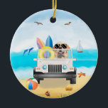 hund för guldladdning som kör på Beach Julgransprydnad Keramik<br><div class="desc">En gyllene hämtare som kör fordon på stranden är en perfekt gåva till någon som kärlek i hund aveln.</div>