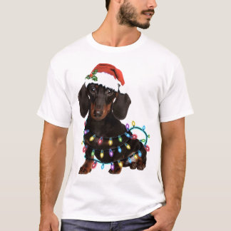 Hund för hatt för taxjulhund härlig t shirt
