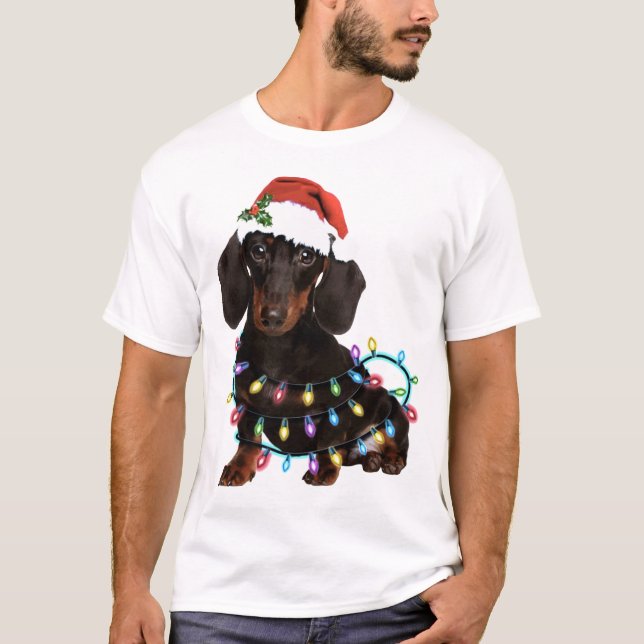 Hund för hatt för taxjulhund härlig t shirt (Framsida)
