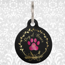 Hund för Honor Fuchsia Paw Print Bröllop