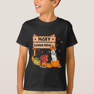 Hund för Husky Pumpkin Patch-Thanksgiving i Pumpki T Shirt