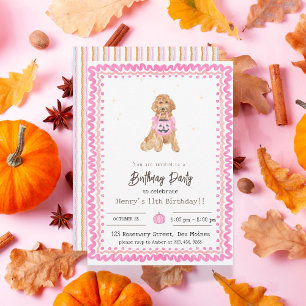 hund för inbjudan till rosa Halloween fest hallowe