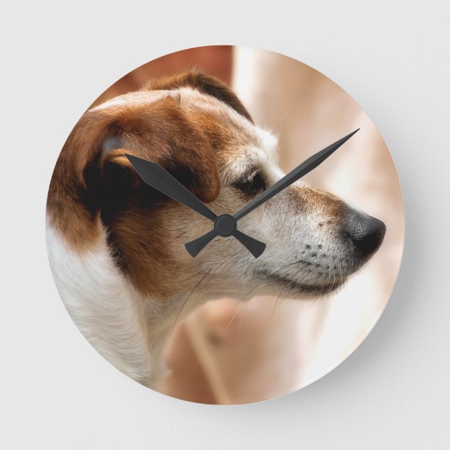 HUND FÖR JACKRUSSELL TERRIER RUND KLOCKA (Framsida)