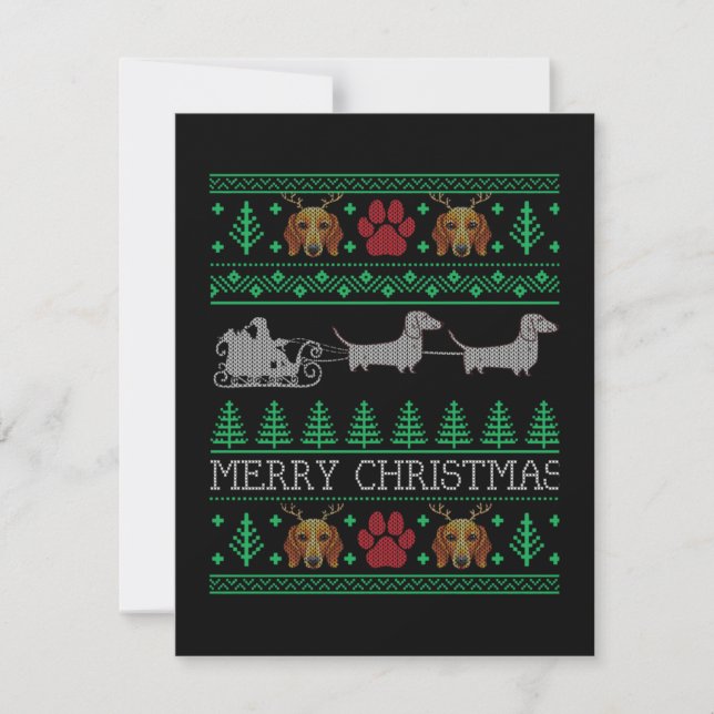 Hund för Jul Dachshund Wiener Tack Kort (Framsida)