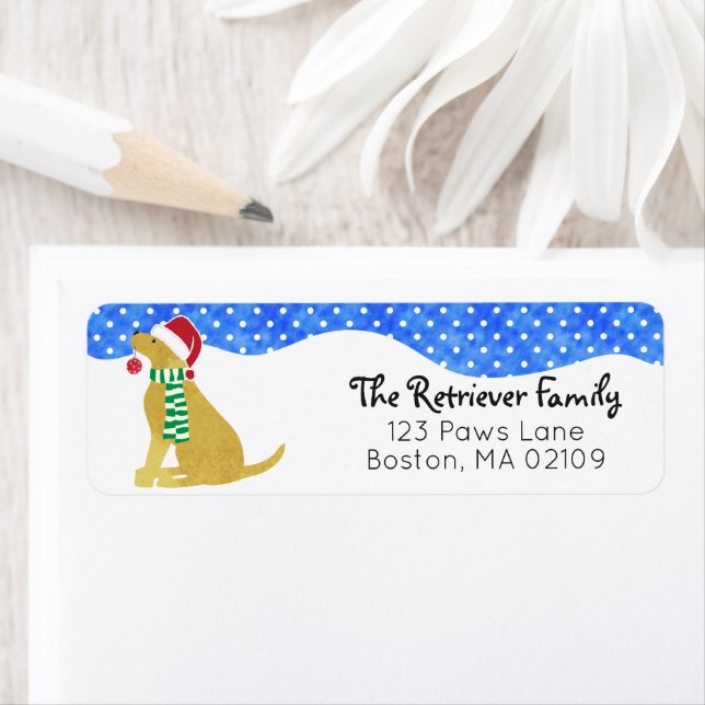 Hund för Jul Golden Retriever Helgdag Returadress Etikett (Insitu)