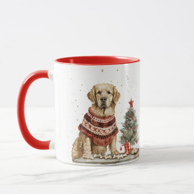 Hund för Jul Golden Retriever Mugg (Vänster)