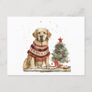 Hund för Jul Golden Retriever Vykort