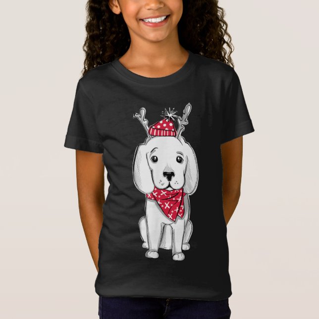 Hund för Julafton-valp i julgruset med renare T Shirt (Framsida)