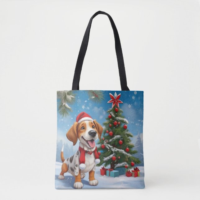 Hund för julbeagle tygkasse (Framsida)