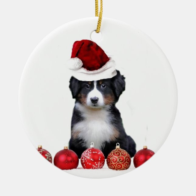 Hund för julBernese berg Julgransprydnad Keramik (Framsidan)