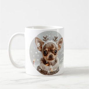 Hund för julchihuahua Reindeer Kaffemugg