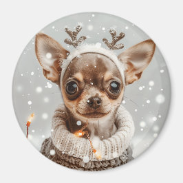 Hund för julchihuahua Reindeer Magnet