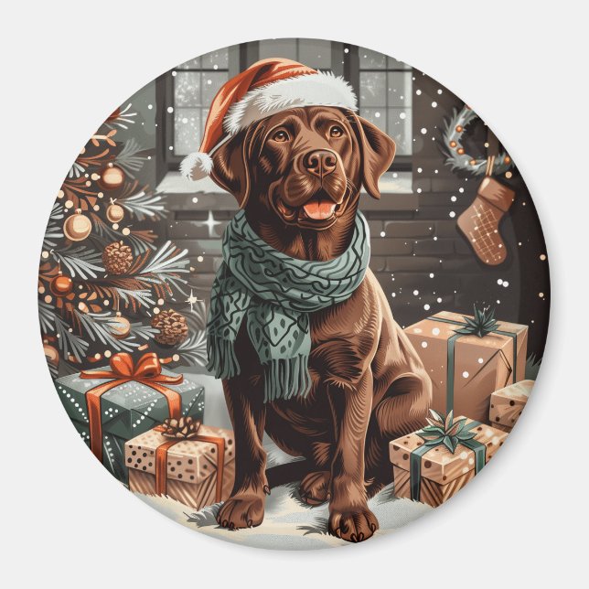 Hund för julchoklad Labrador Retriever Magnet (Framsidan)