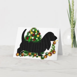 Hund för julhälsningCard~ Bassett Helgkort