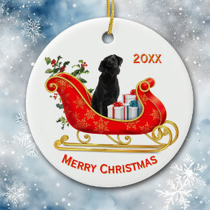Hund för julhelg Black Labrador Retriever Julgransprydnad Keramik