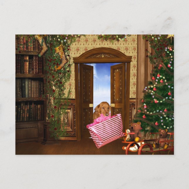 Hund för julshopping helg vykort (Framsida)