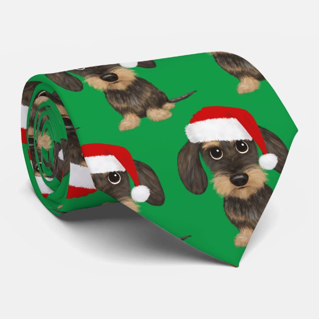 Hund för jultomten i Dachshund Santa Teckel Slips (Rullad)