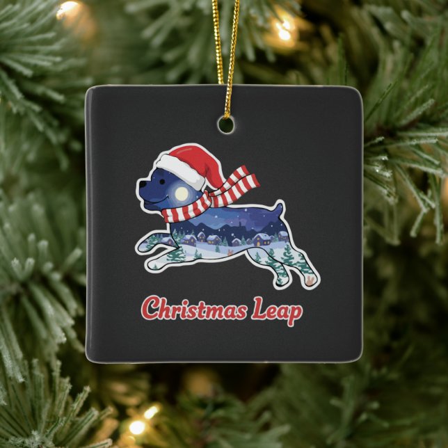 Hund för jultomtetid | Cute Puppy Santa Julgransprydnad Keramik (Träd)