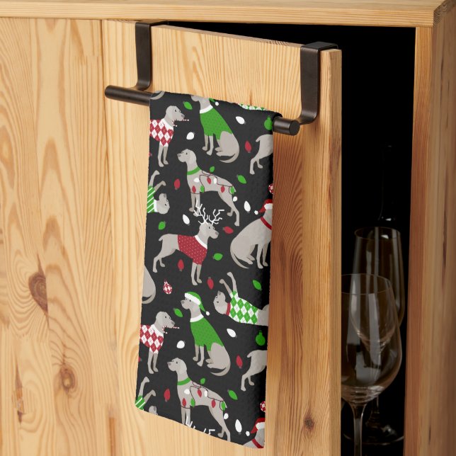 Hund för julWeimaraner Kökshandduk (Thirds Fold)