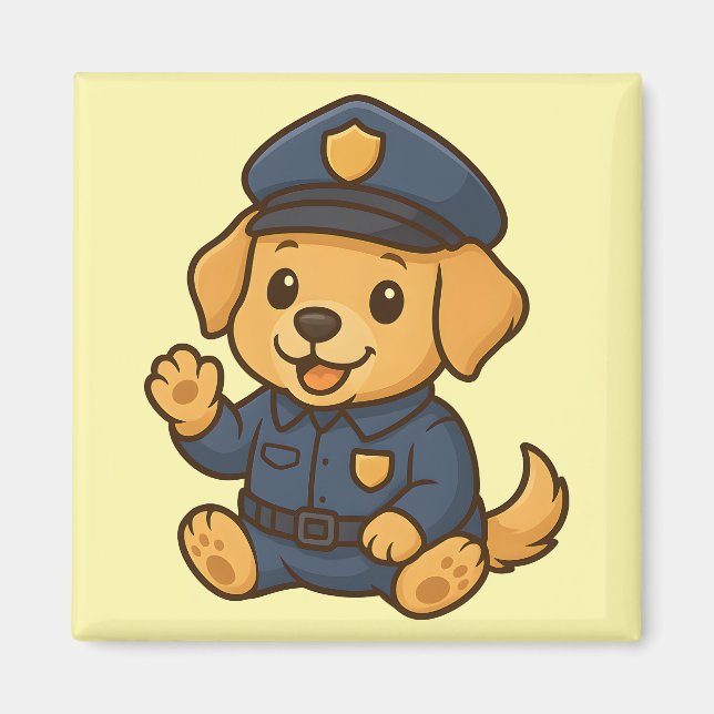 Hund för jute Police Golden Retriever Magnet Adsib (Framsidan)