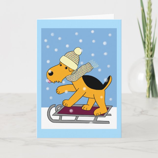 Hund för Kawaii AiredaleTerrier på Helgkort (Framsida)