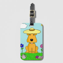 Hund för Kawaii Airedalevalp i trädgårds-