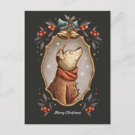 Hund för klassisk julklapp helg vykort