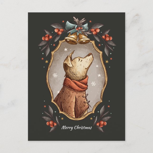 Hund för klassisk julklapp helg vykort (Framsida)