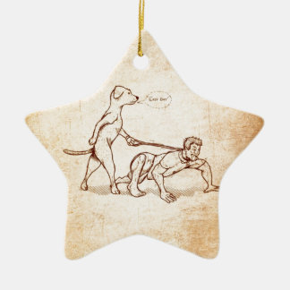 Hund "för lätt pojke som" går manen julgransprydnad keramik