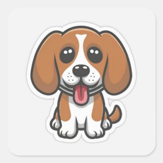 Hund för ljusbeagle fyrkantigt klistermärke