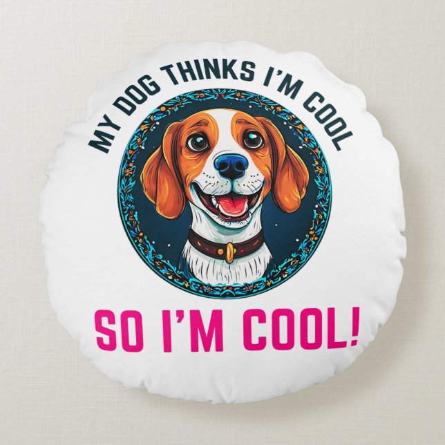 Hund för ljusbeagle rund kudde (Framsidan)