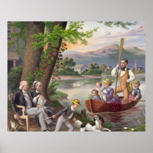 Hund för målningsfamiljen Ligcape Sjö People Natur Poster