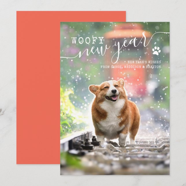 Hund för nytt års Helgdag Card Julkort (Fram/baksida)
