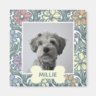 Hund för pastellVintagens Blommigt, Anpassningsbar Magnet