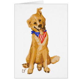 Hund "för patriotisk valp" med amerikanska hälsningskort