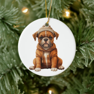 Hund för personlig Boxer Julgransprydnad Keramik