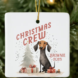Hund för personlig julbesättning julgransprydnad keramik