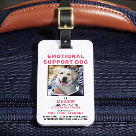 Hund för personlig Photo ID Emotional Support Bagagebricka